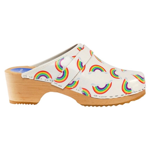 Cape Clogs Sweden Alder Wood White & Multicolor Rainbow Women’s EU Size 35 - Picture 3 of 7